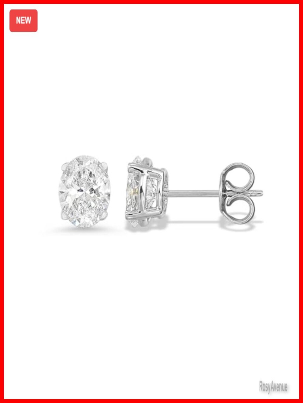 14K White Gold Oval Lab Grown Diamond Stud Earrings 0.64 cttw